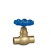 Brass Globe Valve (Blue Petal Handwheel, Plain Ends)
